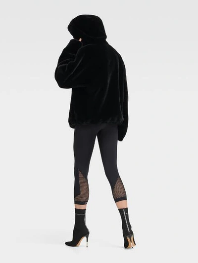 Shop Donna Karan Dkny Women's Faux Fur Short Jacket With Hood - In Black