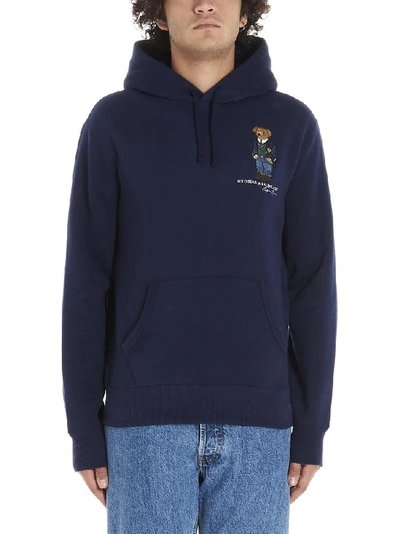 Shop Polo Ralph Lauren Teddy Embroidered Hoodie In Blue