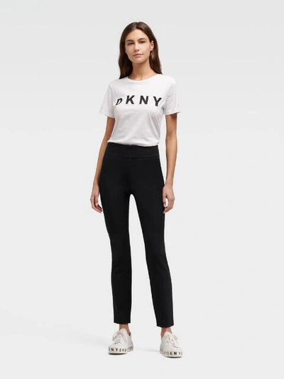 Shop Donna Karan Dkny Women's Cropped Straight-leg Pull-on Pant - In Black