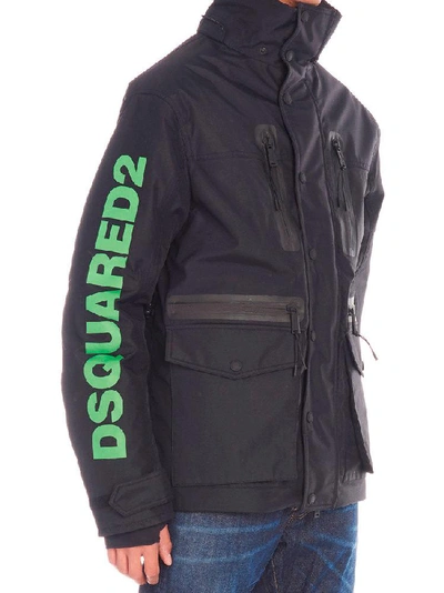 Shop Dsquared2 Oversized Logo Parka In Black