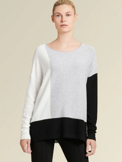 Shop Donna Karan Women's Boat-neck Colorblock Sweater - In Silver Combo
