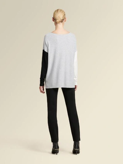 Shop Donna Karan Women's Boat-neck Colorblock Sweater - In Silver Combo