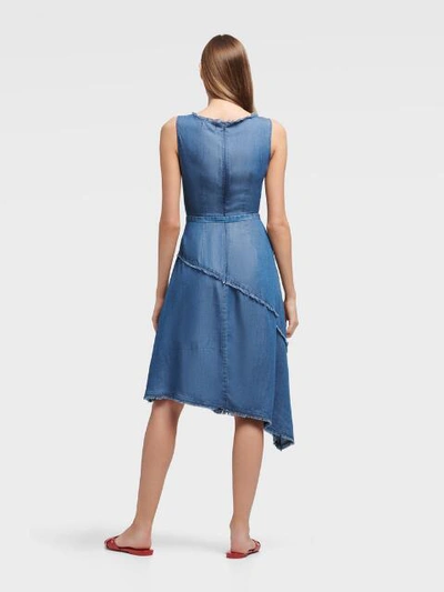 Shop Donna Karan Denim Faux Wrap Dress In Indigo