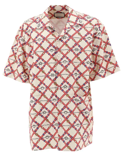 Shop Gucci Oversize Paper Effect Shirt In Multi