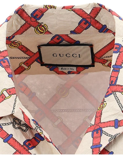 Shop Gucci Oversize Paper Effect Shirt In Multi