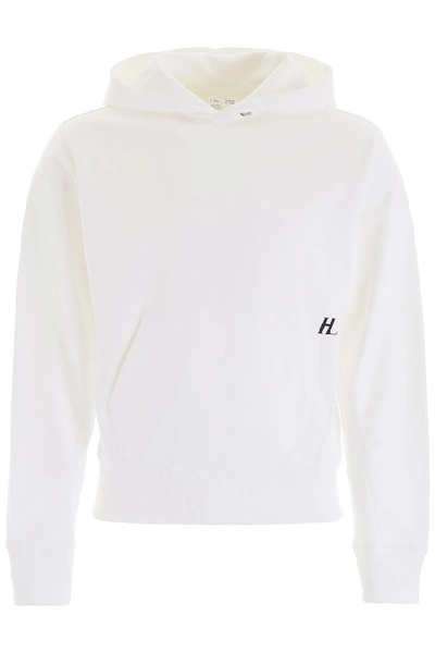 Shop Helmut Lang Logo Print Hoodie In White