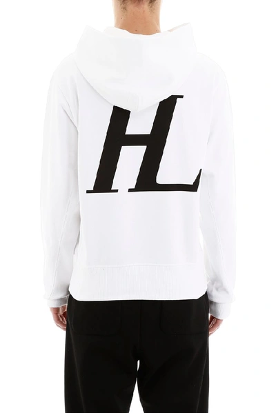 Shop Helmut Lang Logo Print Hoodie In White