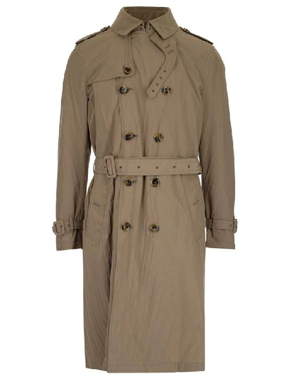 Shop Valentino Belted Double Breasted Trench Coat In Beige