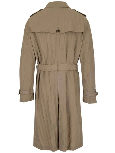 Shop Valentino Belted Double Breasted Trench Coat In Beige