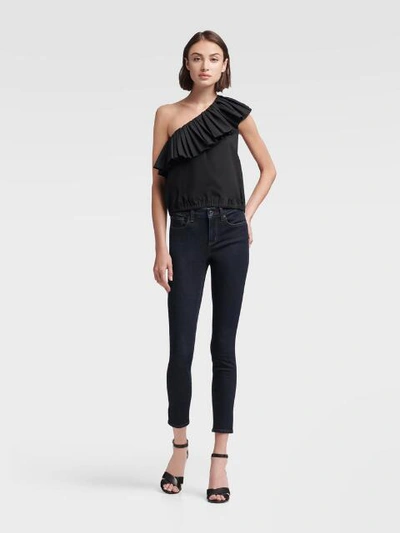 Shop Donna Karan Dkny Women's One-shoulder Ruffle Top - In Black