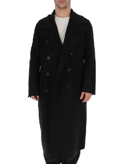 Shop Burberry Double Breasted Coat In Navy