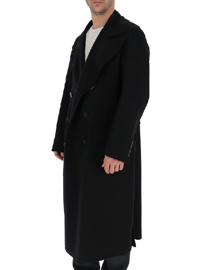 Shop Burberry Double Breasted Coat In Navy
