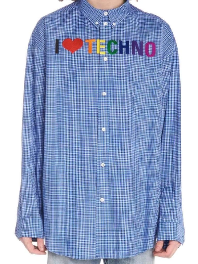 Shop Balenciaga I Love Techno Shirt In Blue