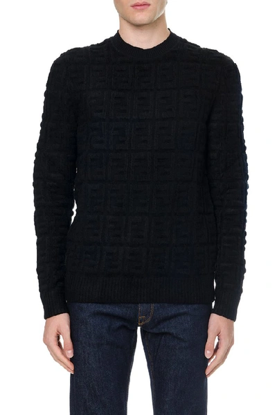 Shop Fendi Ff Monogram Sweater In Black