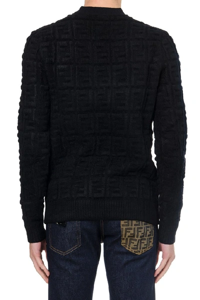 Shop Fendi Ff Monogram Sweater In Black