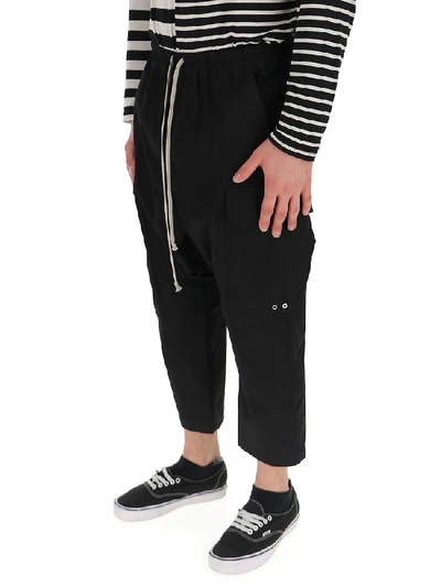 Shop Rick Owens Drawstring Cropped Cargo Pants In Black