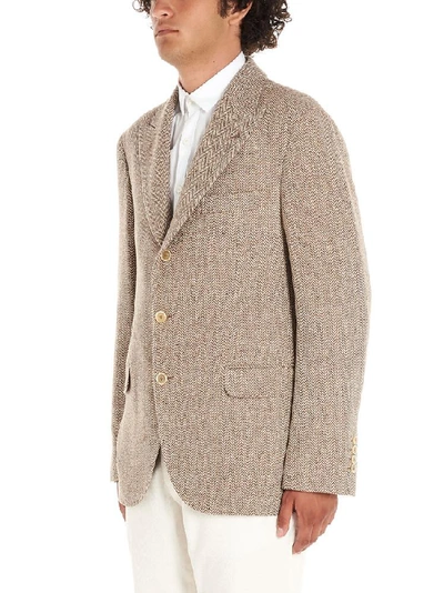 Shop Brunello Cucinelli Single Breasted Blazer In Beige