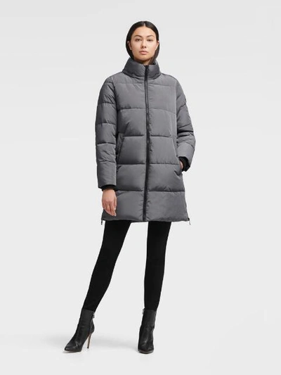 Shop Donna Karan Dkny Women's Longline Puffer With Faux Fur Hood - In Black