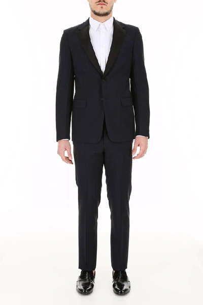 Shop Prada Two Piece Tuxedo Suit In Navy