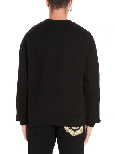 Shop Versace Dragon Print Crewneck Sweater In Black