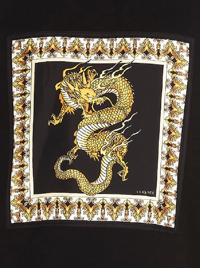 Shop Versace Dragon Print Crewneck Sweater In Black