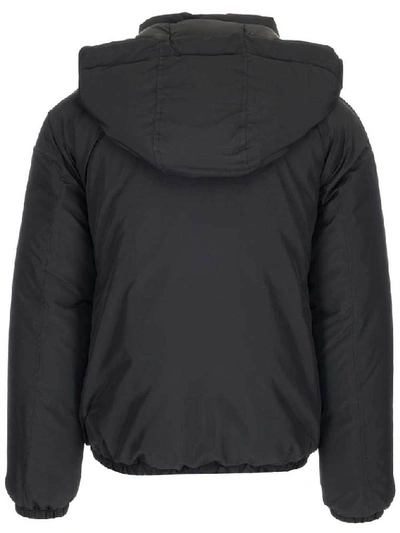 Shop Givenchy Rubber Logo Patch Puffer Hooded Jacket In Black