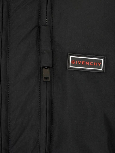 Shop Givenchy Rubber Logo Patch Puffer Hooded Jacket In Black