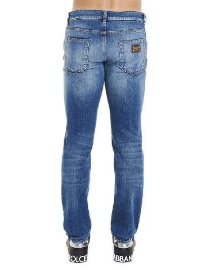 Shop Dolce & Gabbana Logo Distressed Jeans In Blue