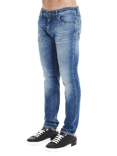 Shop Dolce & Gabbana Logo Distressed Jeans In Blue