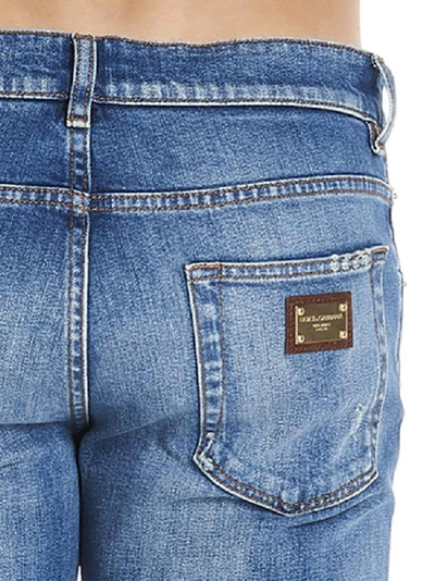 Shop Dolce & Gabbana Logo Distressed Jeans In Blue