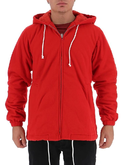 Shop Comme Des Garçons Shirt Hooded Zip Up Jacket In Red
