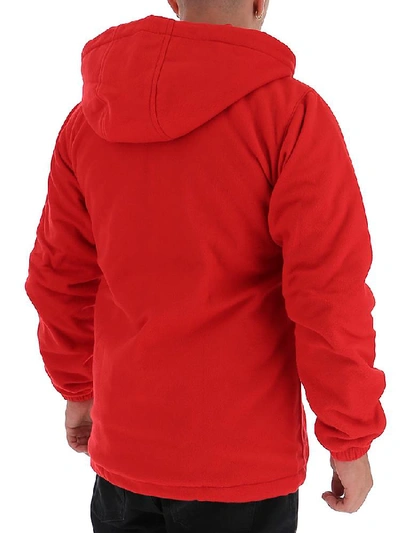 Shop Comme Des Garçons Shirt Hooded Zip Up Jacket In Red