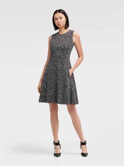 Shop Donna Karan Dkny Women's Tweed Knit Fit-and-flare Dress - In Black Combo