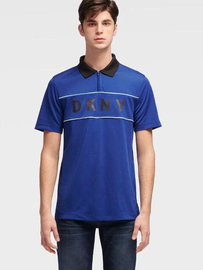 Shop Donna Karan Logo Zip Polo In Mazerine