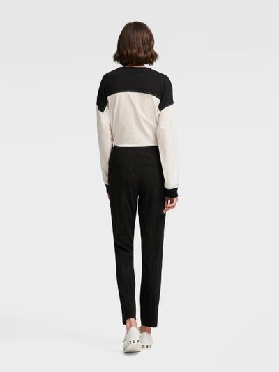 Shop Donna Karan Dkny Women's Pinstripe Straight-leg Pant - In Black