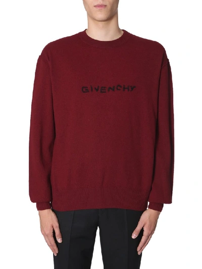 Shop Givenchy Logo Embroidered Pullover In Red