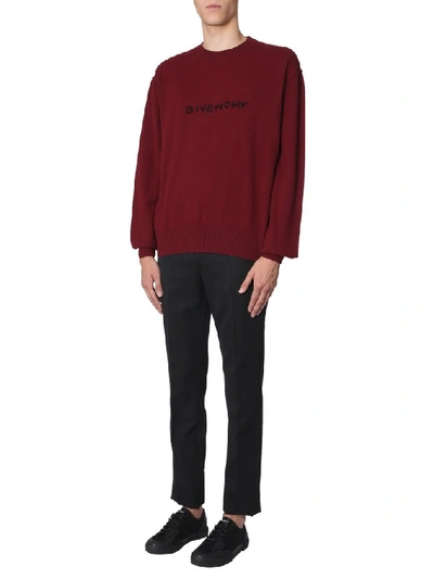 Shop Givenchy Logo Embroidered Pullover In Red