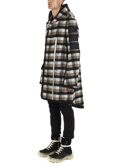 Shop Rick Owens Hooded Check Coat In Multi