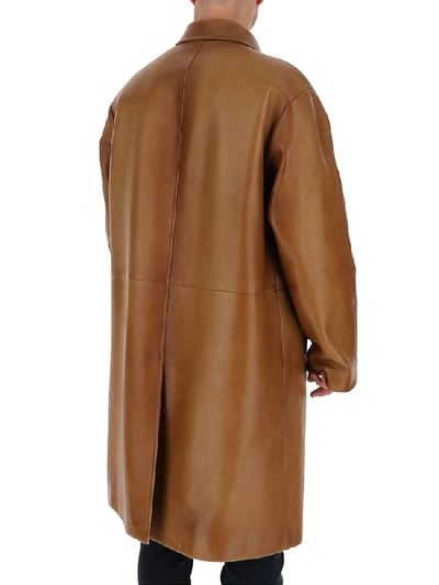 Shop Prada Single Breasted Coat In Brown