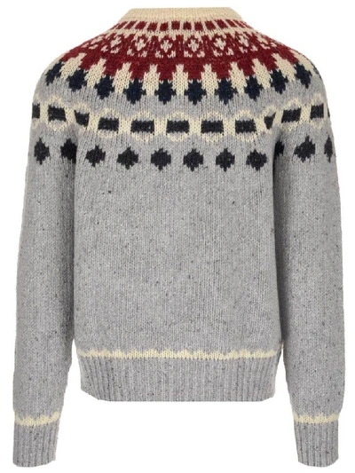 Shop Woolrich Patterned Crew Neck Sweater In Grey