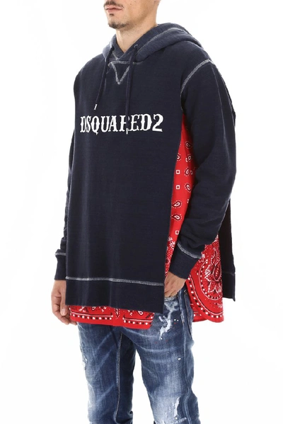 Dsquared2 Bandana Layer Hoodie In Blue,red,white | ModeSens