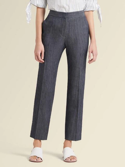 Shop Donna Karan Stretch Twill Straight-leg Pant In Indigo