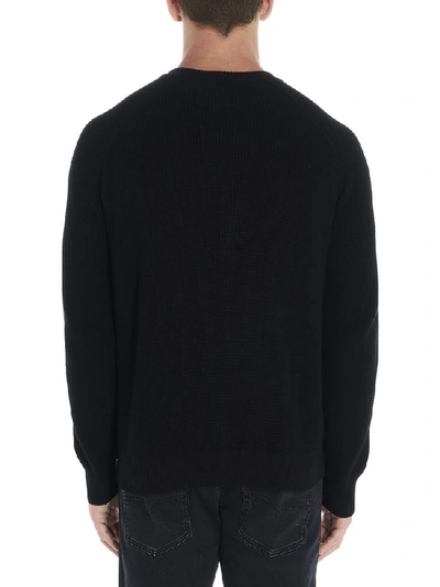 Shop Diesel Logo Embroidered Knitted Pullover In Black