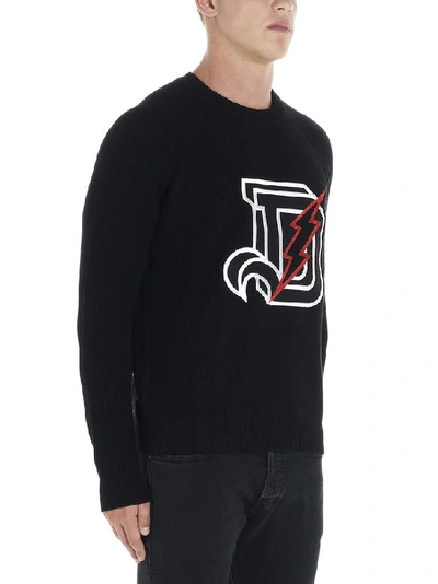 Shop Diesel Logo Embroidered Knitted Pullover In Black