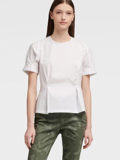 Shop Donna Karan Dkny Women's Peplum Top With Pleated Sleeves - In White