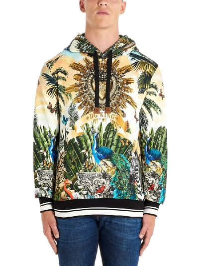 Shop Dolce & Gabbana Tropical King Printed Hooded Sweatshirts In Multi