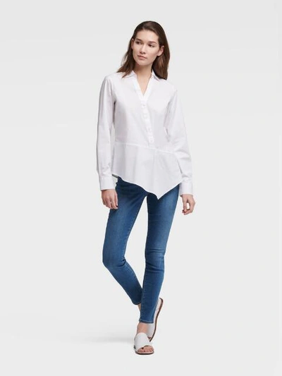 Shop Donna Karan Asymmetrical Button Up Shirt In White