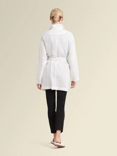 Shop Donna Karan Linen Trench Coat In White