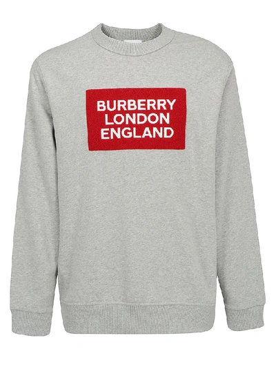 Shop Burberry Logo Patch Crewneck Jumper In Grey