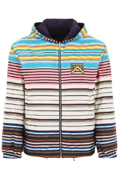 Duizeligheid garage Chaise longue Prada Reversible Hooded Nylon Jacket In Multicolor | ModeSens
